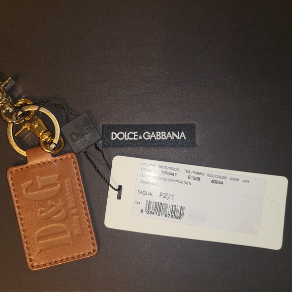 DOLCE & GABBANA D&G Keychain Unisex Leather Metal Ring Hook Logo Keyring - Picture 1 of 5
